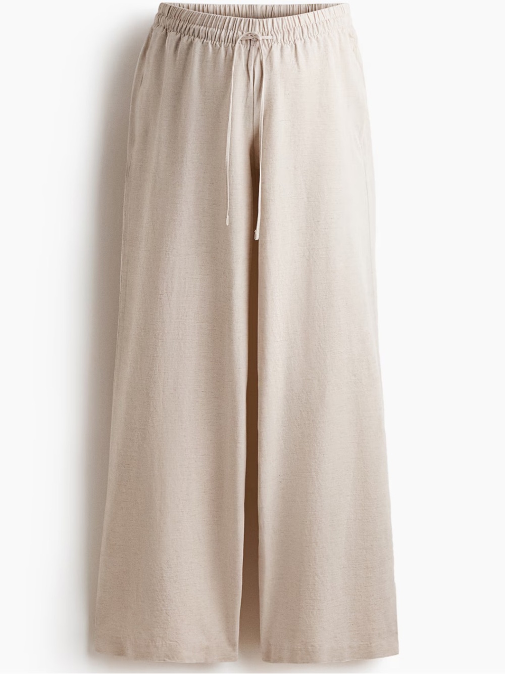 H&M relaxed-fit Pull-On Tie String Cream trousers w/Pockets Sz XL